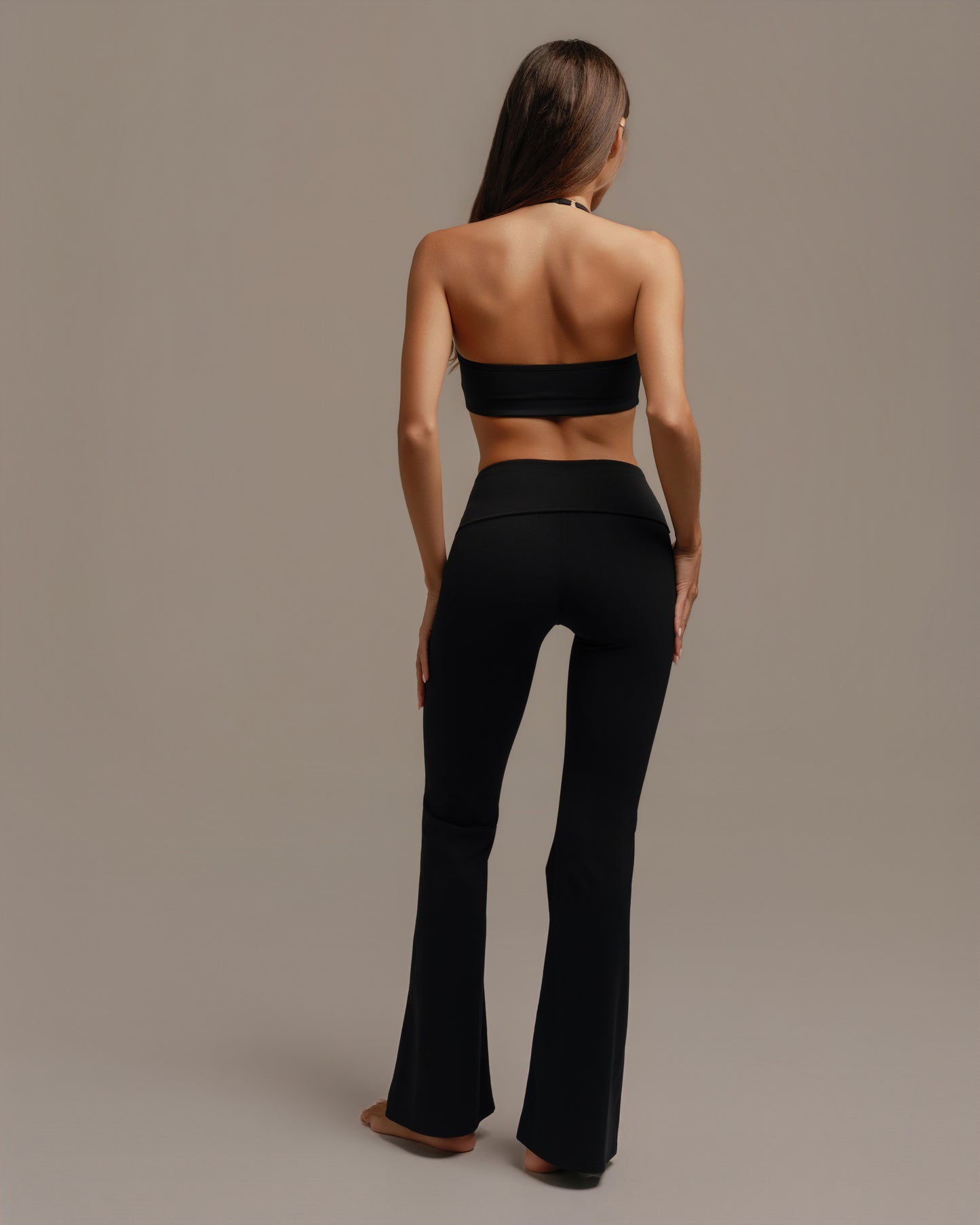 Foldover-Waist Pulse Flare Pant