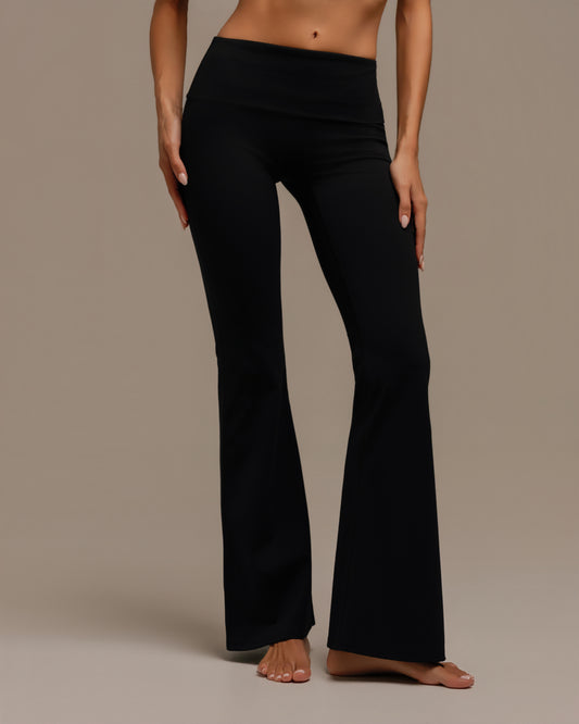 Foldover-Waist Pulse Flare Pant